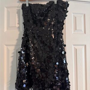 Boohoo Black Sequin Bubble Mini Skirt